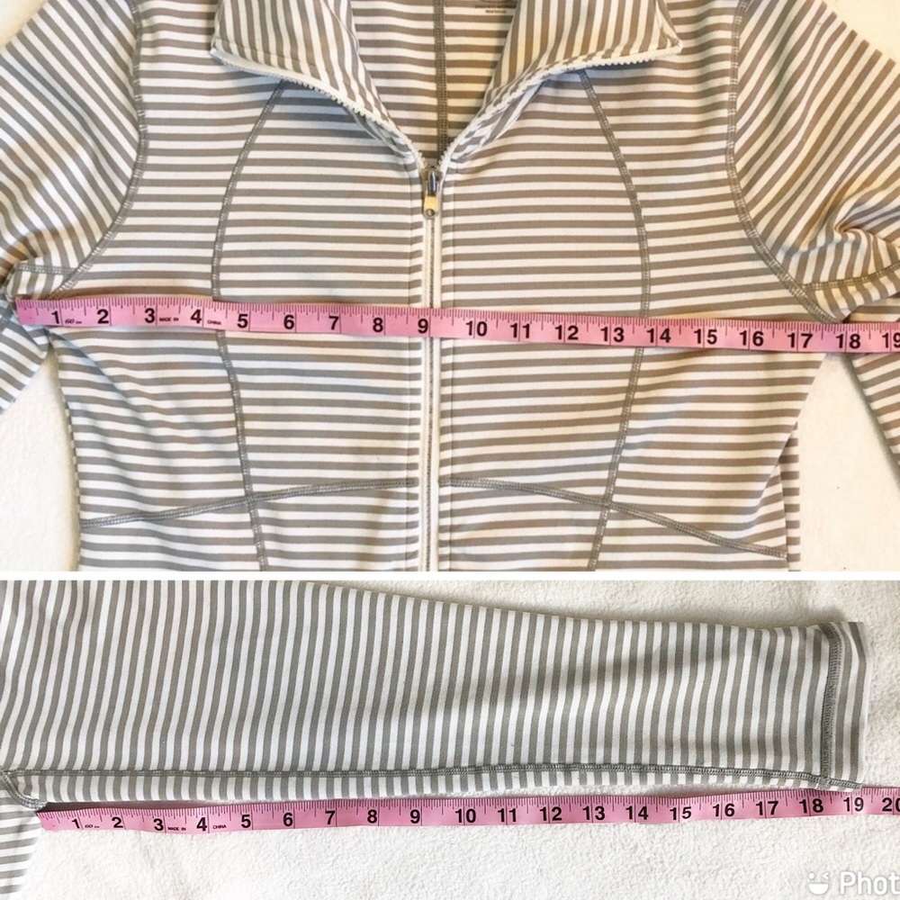 Reebok Grey White Striped Full Zip Athletic Jacket, size Large - Picture 8 of 16